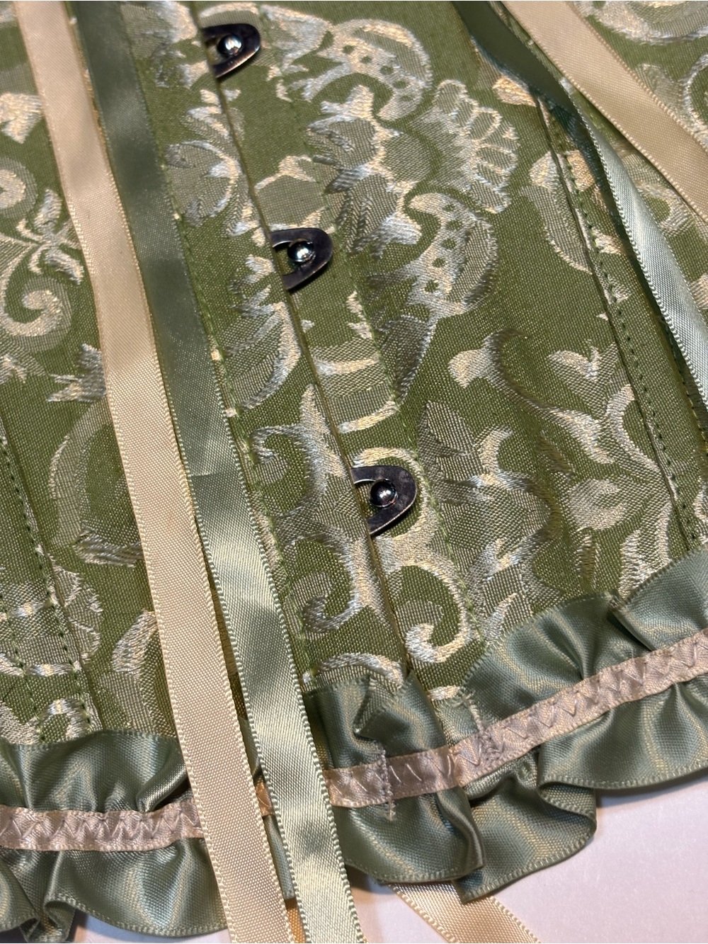 Palace Style Lace Up Body Shaping defines waist green satin xl - Picture 10 of 13